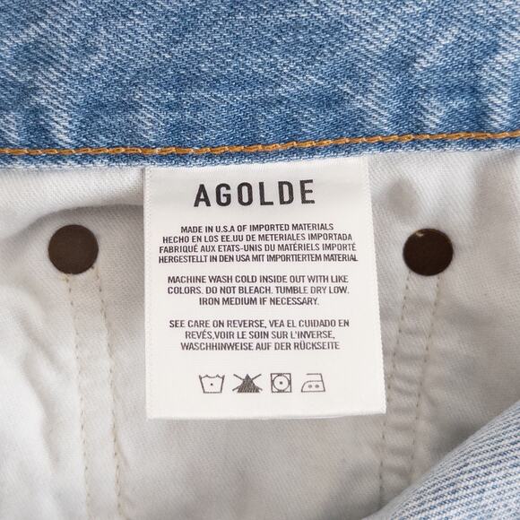 Agolde Riley High Rise Straight Cropped Distressed Organic Cotton Jeans Size 28 - Picture 8 of 11